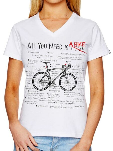 Cycology Women's ( All you Need ) V-Neck short sleeve T-shirt - White