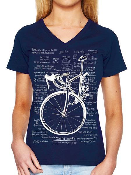 Cycology Women's Cog Therapy V-Neck Short sleeve T-shirt - Navy