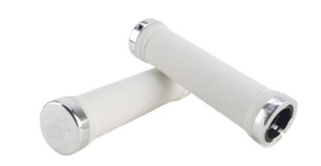 Spank Handlebar Lock-On Grips - White/ Silver